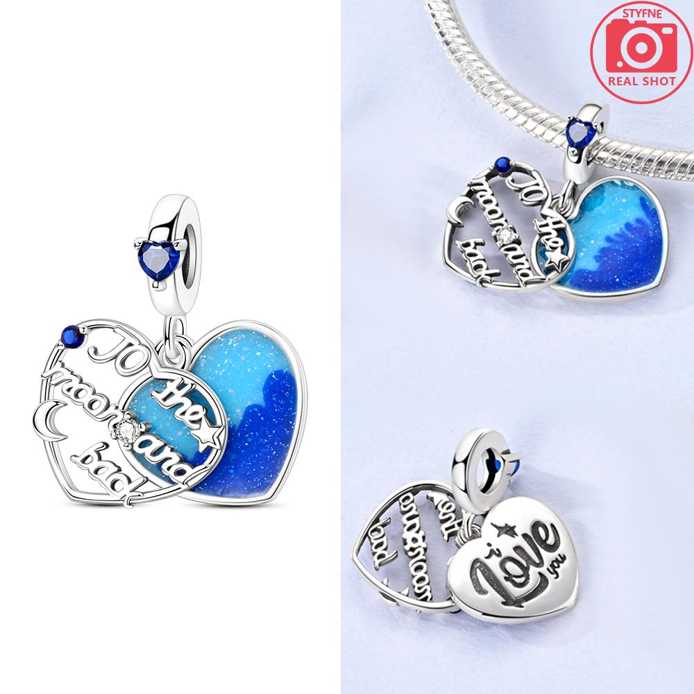 Copper Star Blue Glowing Heart Rocket Astronaut Beads Pendant Charm For Original Bracelet Woman Girl Jewelry