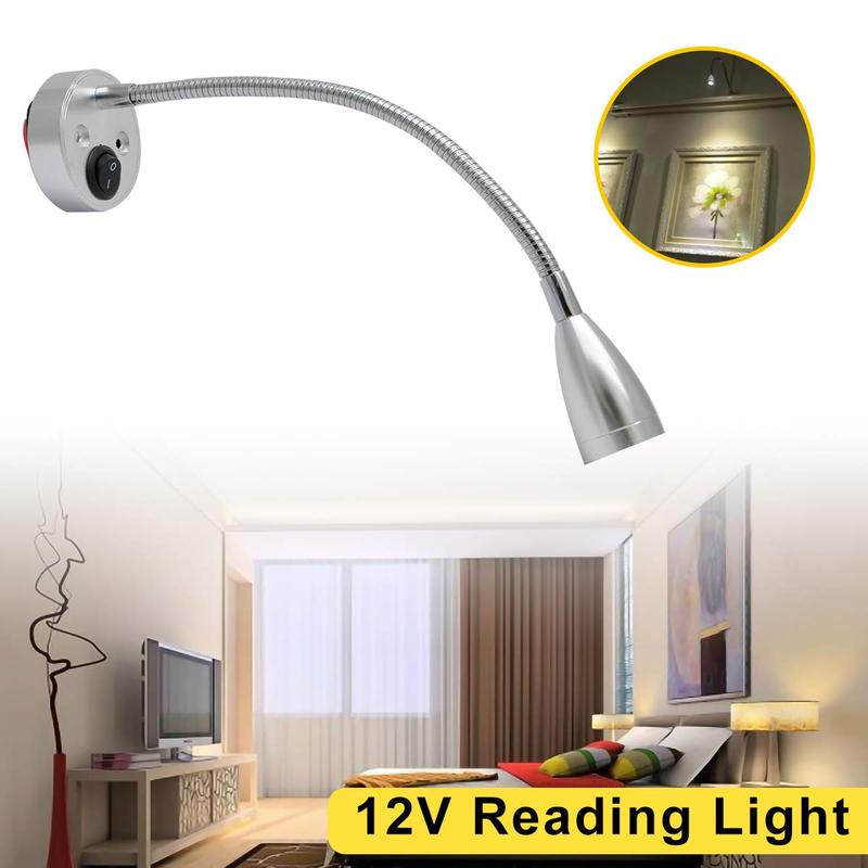 3500K 12V RV Interior Reading Lamp Warm LED Switch Spot Reading Light Accessories Van Caravan Boat Motorhome Yacht Boat Truck