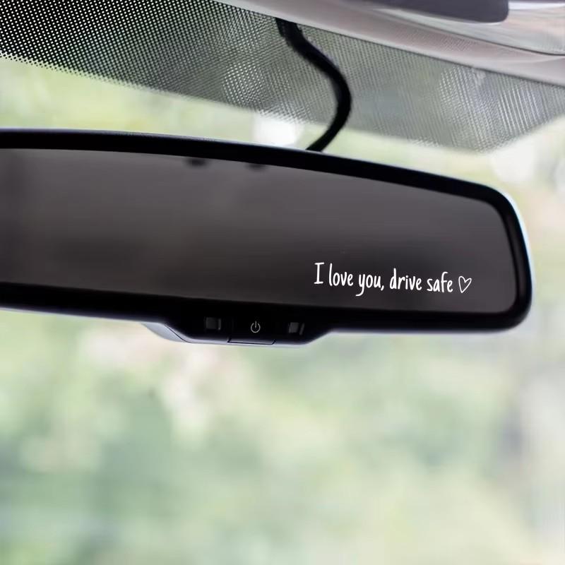 

I Love You Rearview Mirror Decal - Heartfelt Safety Reminder for Women Drivers - DurableVinyl, Stylish Car Accessory