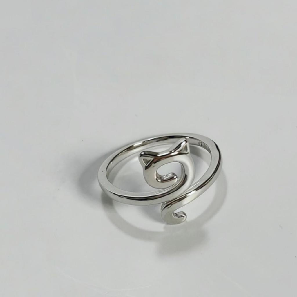 European & American Geometric Cat Adjustable Ring - Simple & Versatile