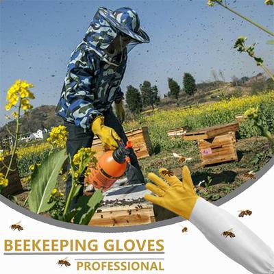 Honigerntehandschuhe Bieneninspektionshandschuhe Schützende Imkerhandschuhe Atmungsaktive Leinwand Ziegenleder Ärmel Für Anti-Biene
