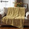 Gold Damask Lightweight Microfiber Soft Christmas Fleece Blanket Warm Cozy Throw for Bed Sofa Office Travel All Season