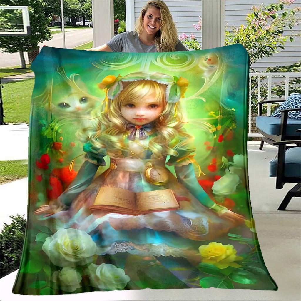 Alice Blanket Alice In Wonderland Blanket Flannel Blanket Bedding Throw Soft Cartoon Bedspread Sofa Blanket Kids Blanket Gift