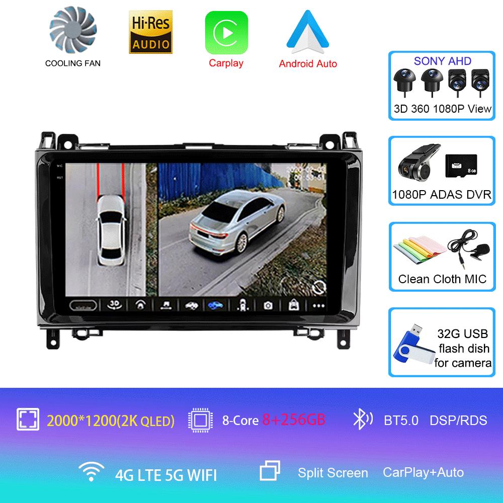 Radio auto Android 14 pentru Mercedes Benz B200 Sprinter W906 W639 AB Class W169 W245 Viano Vito Player Multimedia 2 Din Stereo DSP