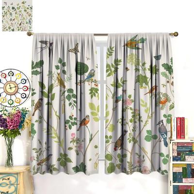Flowers Birds Curtains,Vintage Floral Garden Window Treatments For Bedroom Living Room Kitchen Home Décor Drapes 2 Panels Set