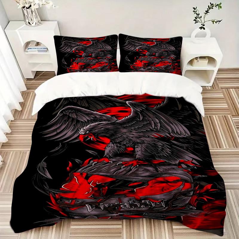 3pcs Raven Cover Set, 1 Cover + 2 Pillowcases (No Insert), Bedding for All Seasons, Bedding,Bedroom Decor yy250922089