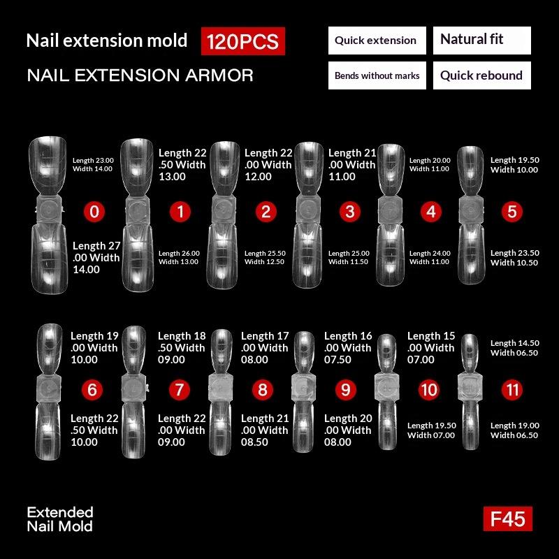 120 Paar doppelseitige Nagel-Dualformen, wiederverwendbare quadratische Sarg-Verlängerungsformen, Gel-Aufbau-Spitzen, professionelle Salon-Nagelkunst