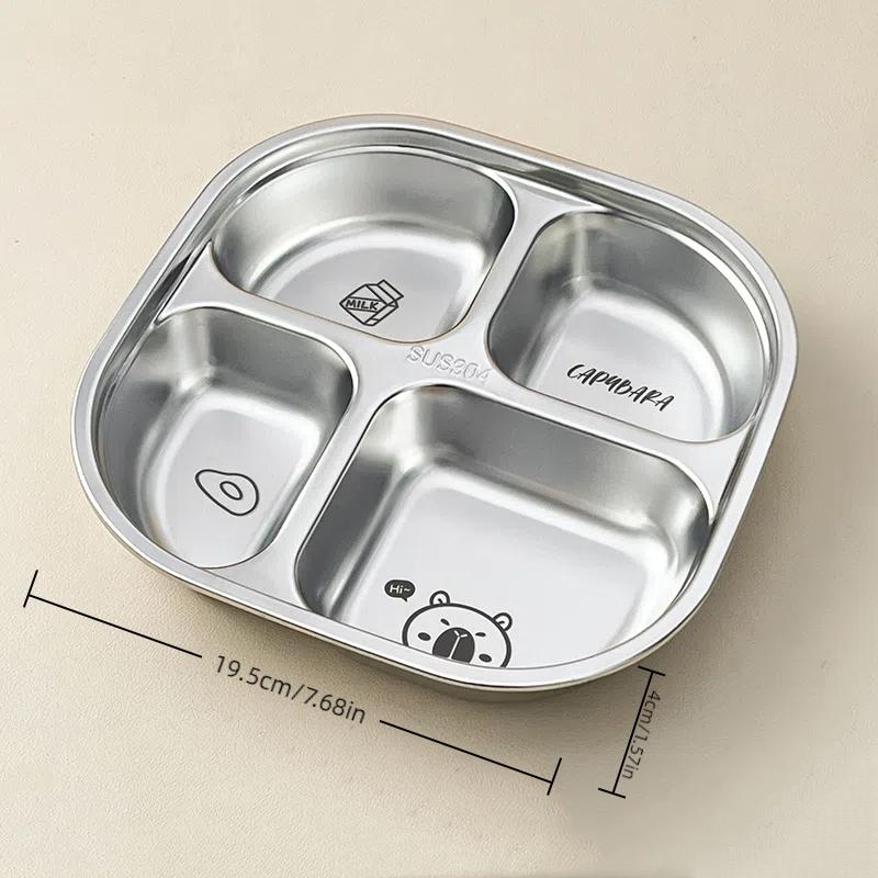 WORTHBUY Capybara 3/4 Grids Food Plate Dishes Reusable Square Divided Dinning Plates Fruit Salad Plate Tableware Dishwasher Safe