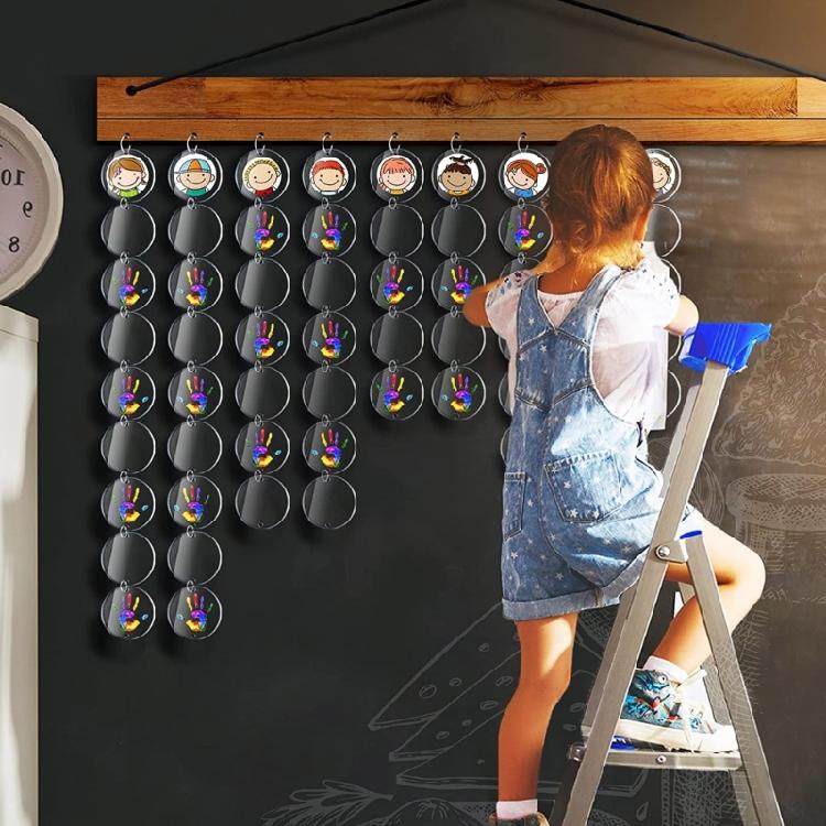 200Pcs Acrylic Keychain Blank Round-shaped Ornaments Small Gift Keychain Bulk