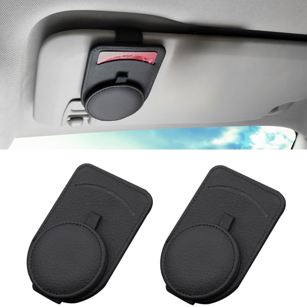 Seizar Car Sunglasses Set of Genuine Leather Sun Visor with Card Stylish and Comfortable Car Perfect for Dates and Gifts Clip, 2, Pocket, Accessory,