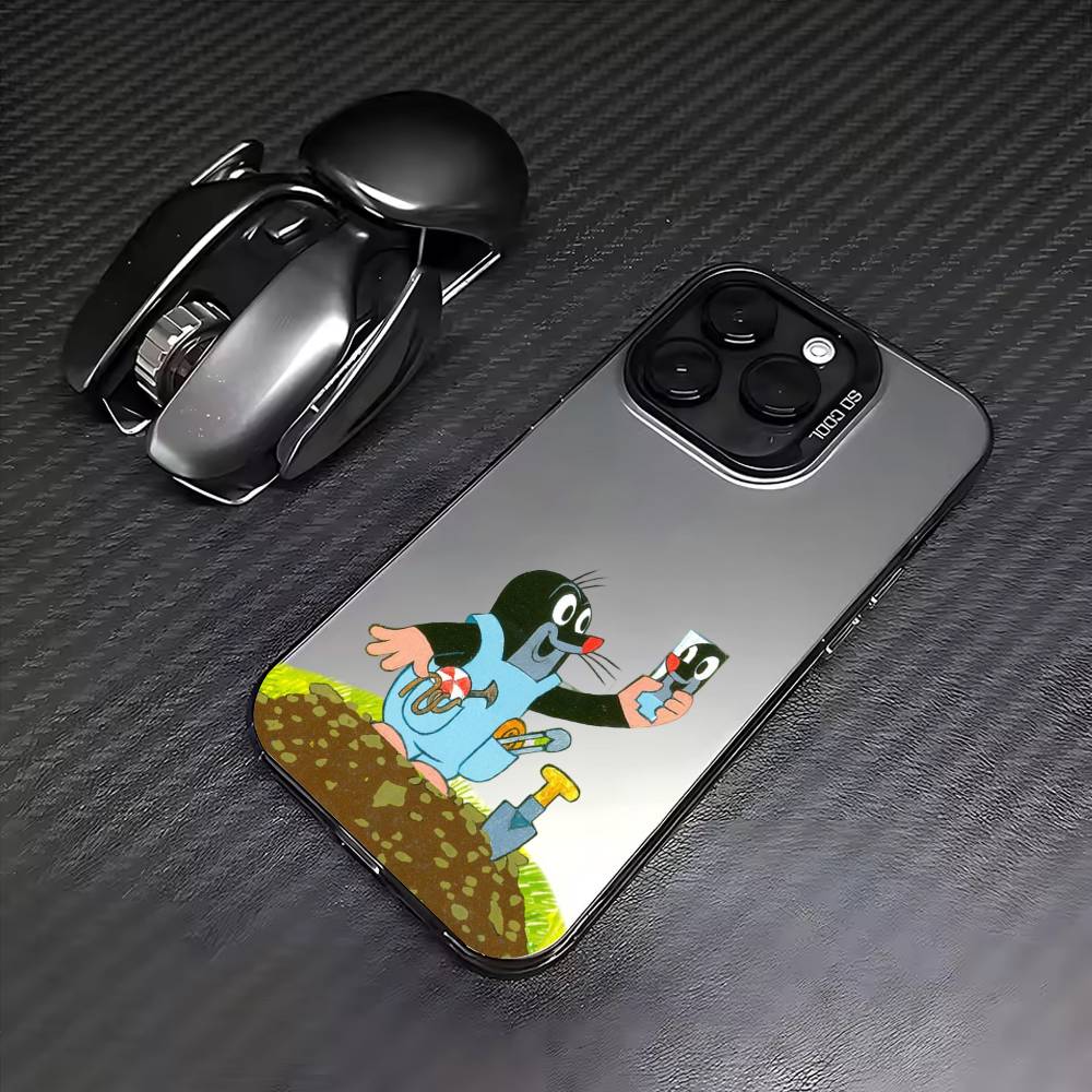 

S-Милый Мультяшный T-Маленький Крот Чехол для Телефона Для iPhone17,16,15,14,13,12,11 Plus,Pro Max Цветной Серебряный Покрытый Внутренний Чехол iPhone17