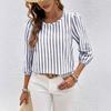 Ladies Spring Summer Half Sleeve All Match Pullover Striped Blouse Shirt Top