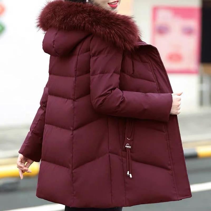 Chaqueta acolchada de longitud media para mujer de otoño e invierno, chaqueta acolchada de moda para personas de mediana edad y ancianos