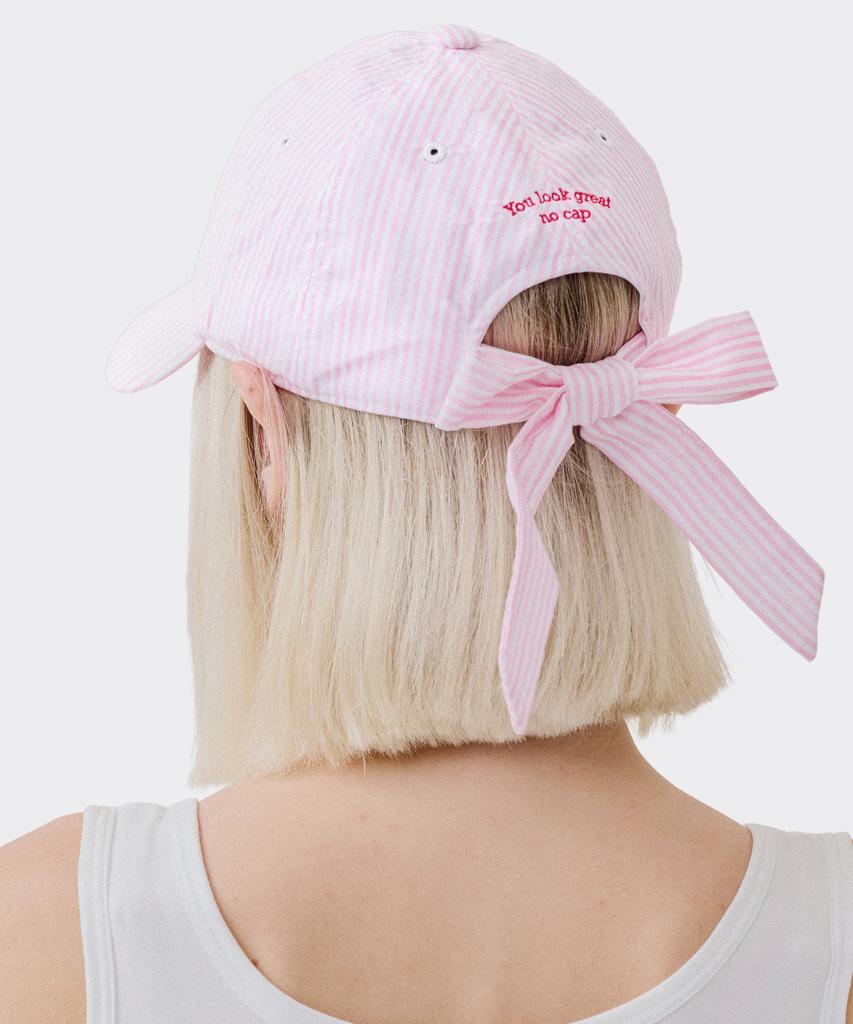 AOX Aox Stripe Ribbon Ball Cap Pink