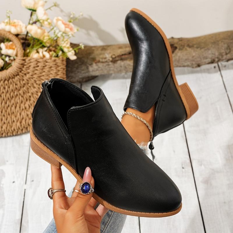 Plus-size Shoes, Thick-heeled Ankle Boots, Women's Pointed-toe Thick-heeled Ankle Boots, Women's Boots