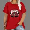 Women's Christmas T-shirt, cartoon Santa Claus print, short-sleeve, round-neck, casual party loose top