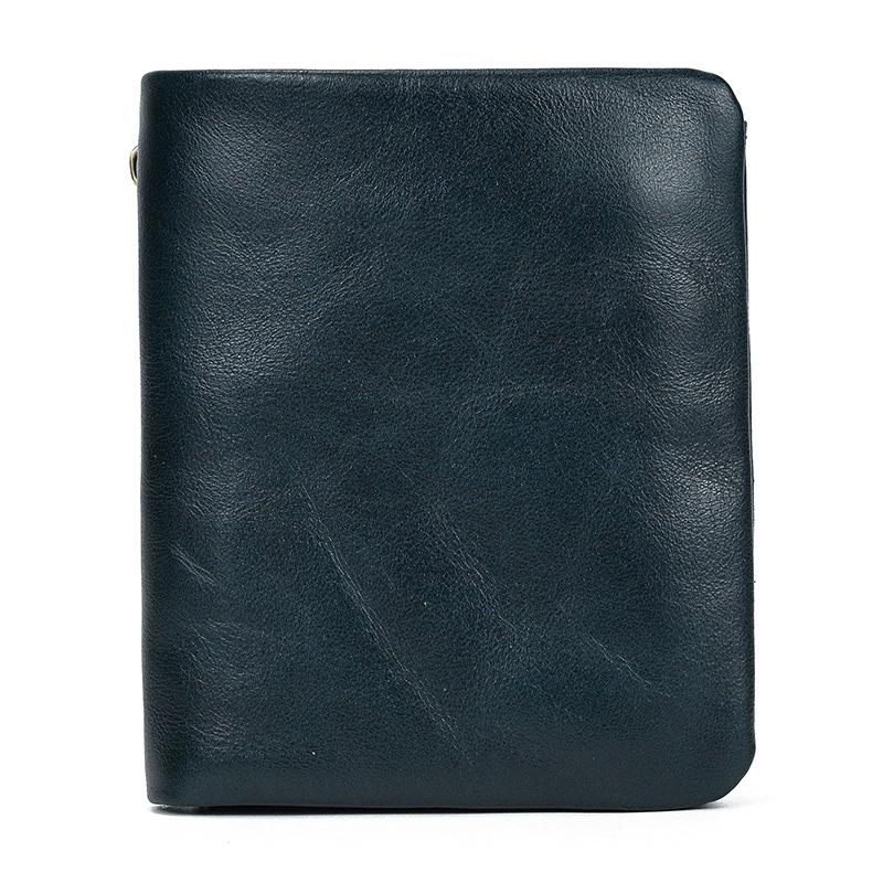 Premium Oil Wax Leather Bi-fold Wallet with Coin Pocket & Multiple Card Slots