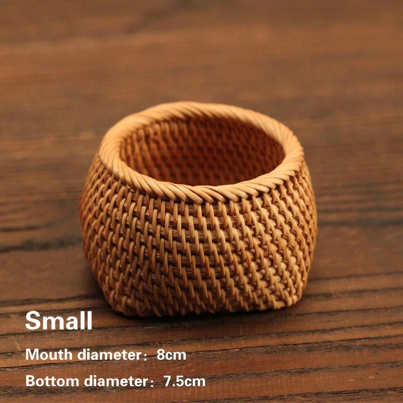 

Small fruit box Sushi plate Tea set accessories Rattan pen holder Tea accessories box dishes plate Handmade rattan woven tea box