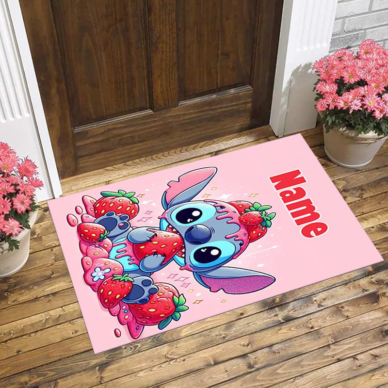 Personalized Name Halloween Stitch Living Room Non-Slip Area Rug Soft Carpet for Bedroom Kids Playroom Sofa Office Home Decor Doormat
