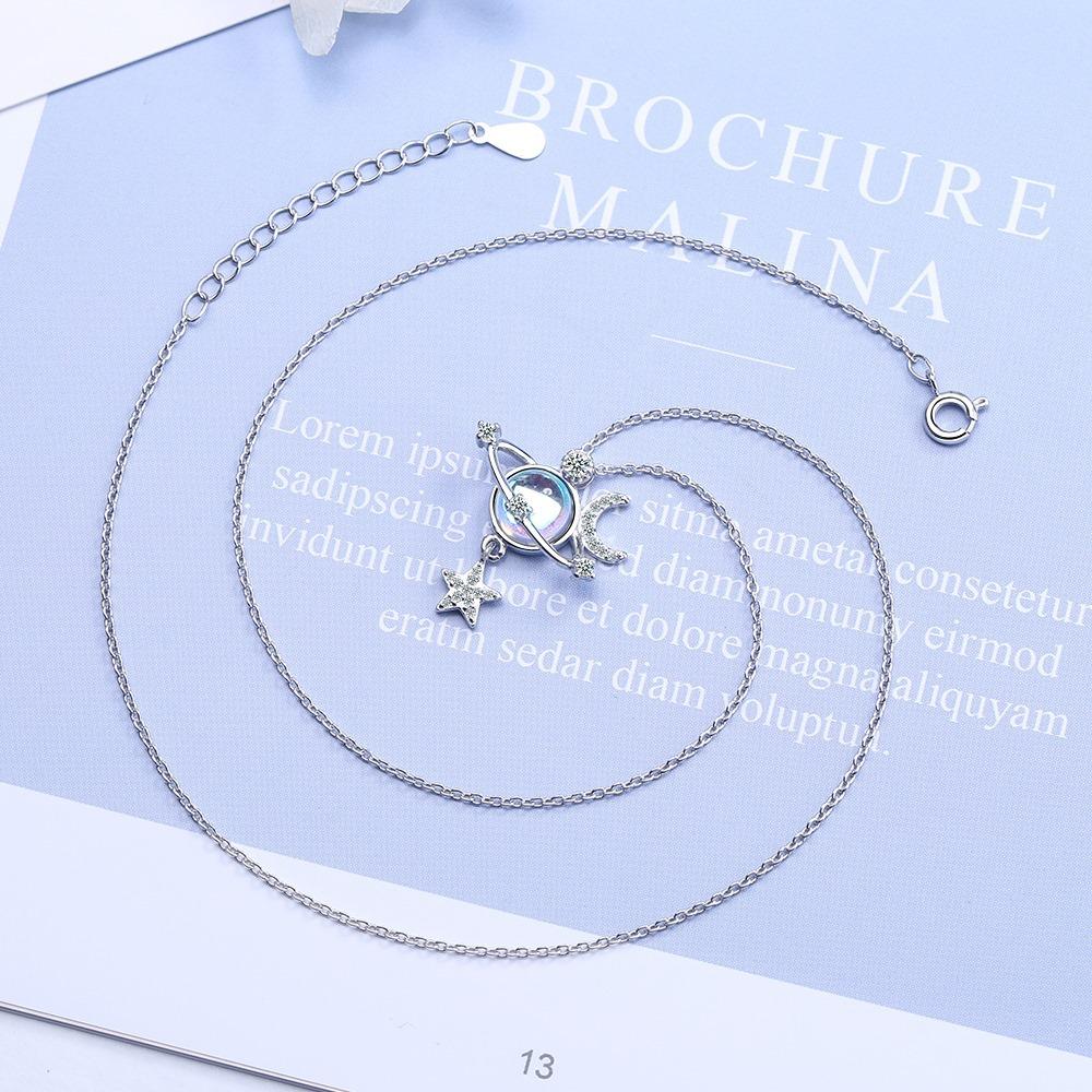 2026 Star Moon Universe Necklace Female Niche Design Feeling Trendy Cold Wind Short Clavicle Chain Necklace