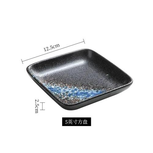 

5 Inchs Ceramic Square Disc Japanese Style Cuisine Dining Plate Household Fruit Dish Snack Dipping Sauce Plate Sushi Cutlery