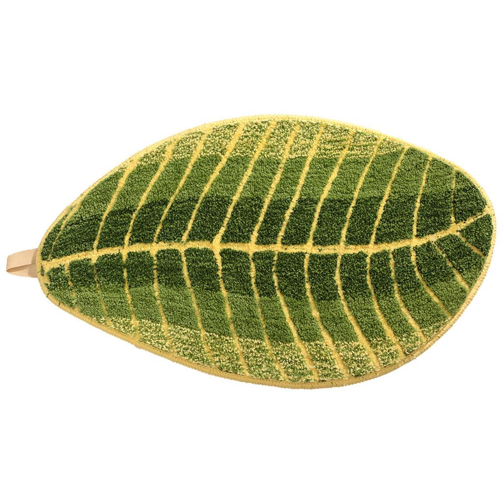 Bathroom Rug Polyester Leaf Shape Non Slip Soft Absorbent Shower Mat for Entryway Patio Bathtub