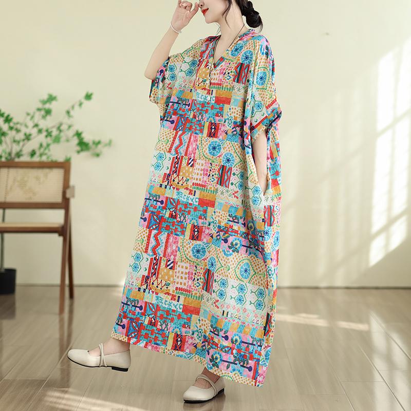 DIMANAF New 2026 Women Plus Size Summer Casual Maxi Long Dress Cotton Loose Oversize Floral Print Beach Sundress