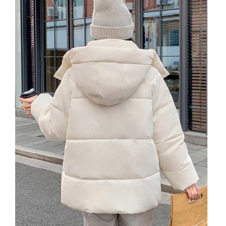 Korean Style Loose Down Cotton Jacket for Women with Designer Green Color and Hooded