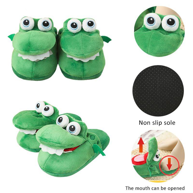Fun Crocodile Plush Cotton Slippers Soft Non-slip Home Footwear