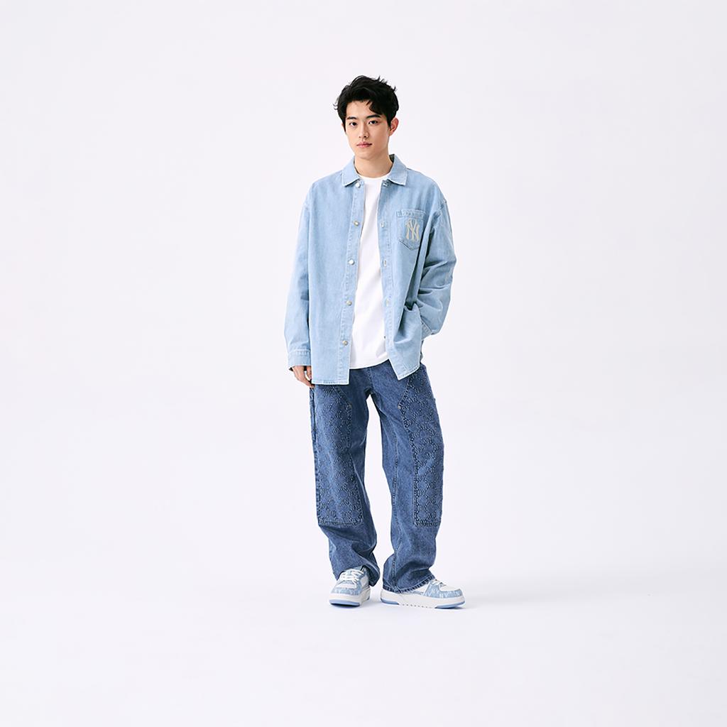 New MLB New York Yankees Basic Collection SS25 Long-Sleeved Shirts Unisex Light Blue 3ADRB0151-50BLL