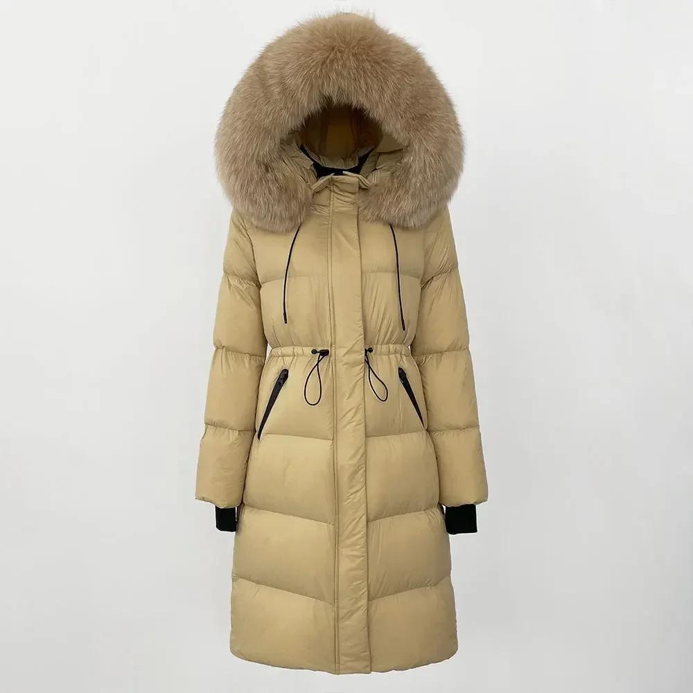 OFTBUY 2024 Winter Jacket Women Natural Real Fox Raccoon Fur Collar Hooded White Duck Down Coat Thick Warm Streetwear Casual