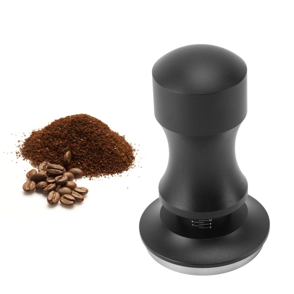 Coffee Tamper Adjustable Depth Spring Loaded Coffee Tamping Tool with Scale for Home Cafe