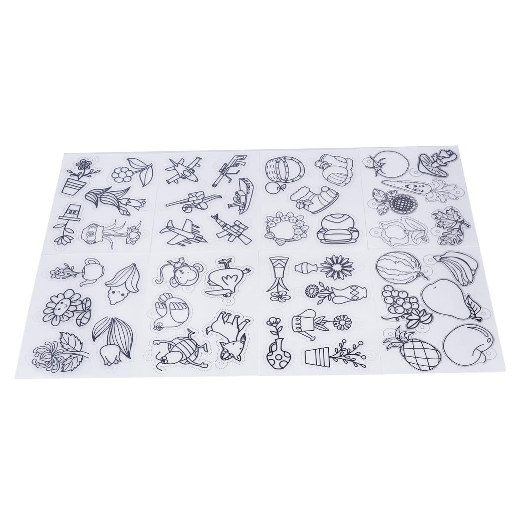 8Pcs Heat Shrinky Sheets Various Patterns Multifunctional Translucent Heat Shrink Sheet for DIY