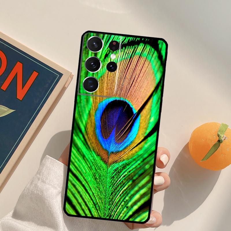 Pfauenfedern Handyhülle Für Samsung Galaxy S25 S26 Ultra S20 S21 S22 S23 S24 Plus S10 S25 FE Rückseite