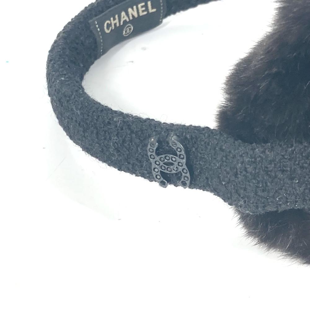 CHANEL ear warmers Camellia Stone CC CC Mark Logo Muffler Accessories Earmuff