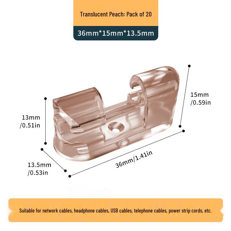 20-Piece Traceless Self-Adhesive Cable Organizer Clips - No Nails or Drilling Needed