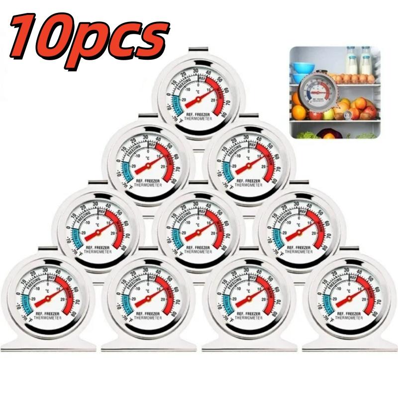 1~10pcs Freezer Thermometer for Refrigerator Stainless Steel Large Dial Red Indicator Accurate Temperature for Fridge Cooler New