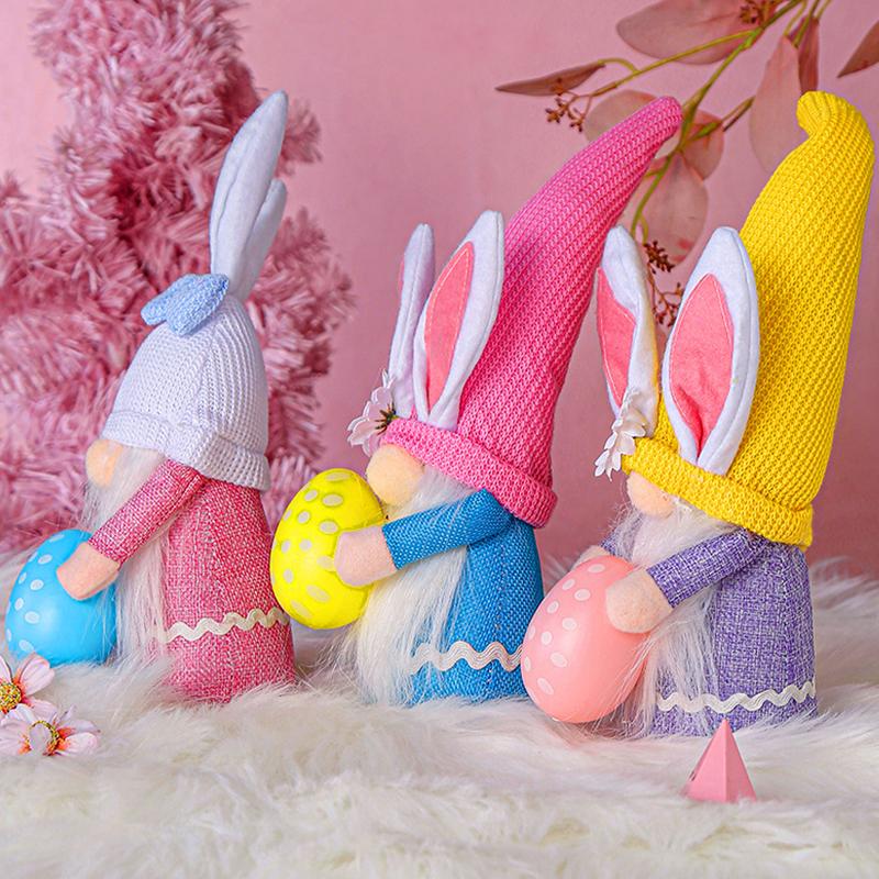 Frohe Ostern Dekoration Gesichtsloser Zwerg Plüschpuppe Mit Hasenohren Osterhase Zwergpuppe Hält Ei Geschenk Für Kinder Mädchen