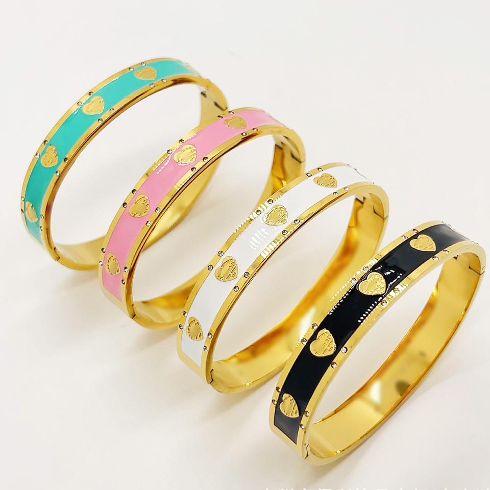 Yupsk New Stainless Steel Metal Oil Heart Bracelets for Women Fashion Brand Jewelry Elegant Bangles Accessories Gift