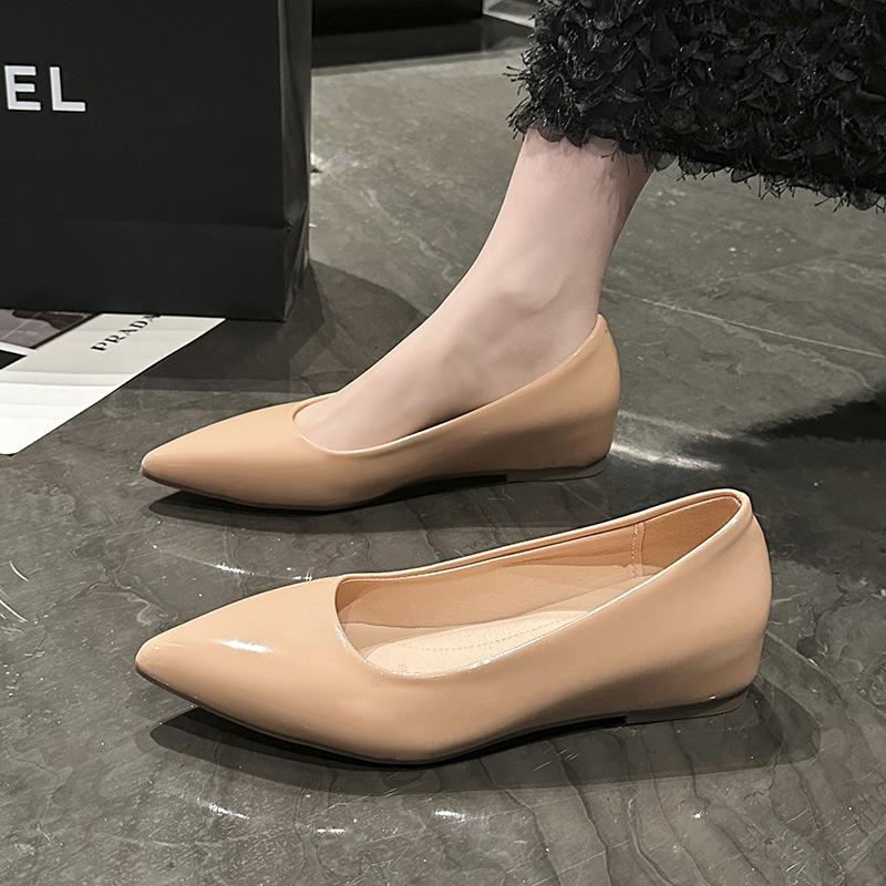 

Fashion Flats Women s Shoes Yellow Net Brown Sugar Fruit Color Flat Shoes Shallow Pointed Flat Heels Women s Shoes Large Size 35 абрикосовый