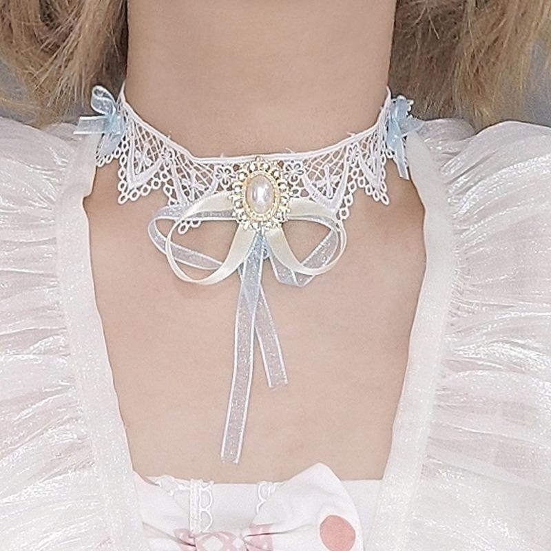 Necklace Super Fairy Sweet Girl Dress Up Lace Flower Pendant Collar Strap Neckband Choker Collarbone Chain