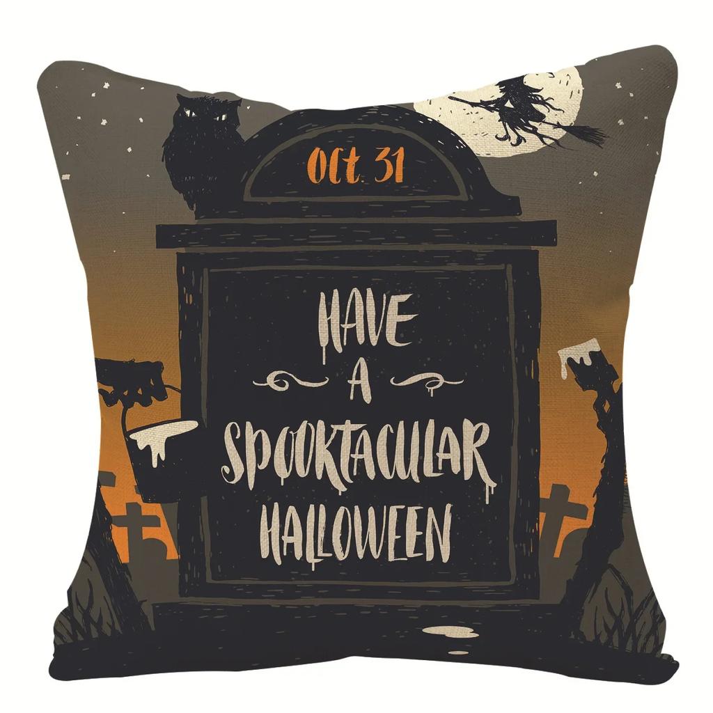 Halloween Pumpkin Ghost Print Pattern Cushion Cover Home Living Room Sofa Decoration Throw Pillow