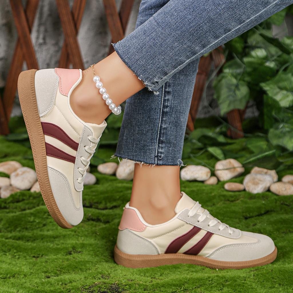 Large Size 202 Spring New Flat-bottomed Casual Non-slip German Training Shoes Lace-up Light Sports Shoes Women
