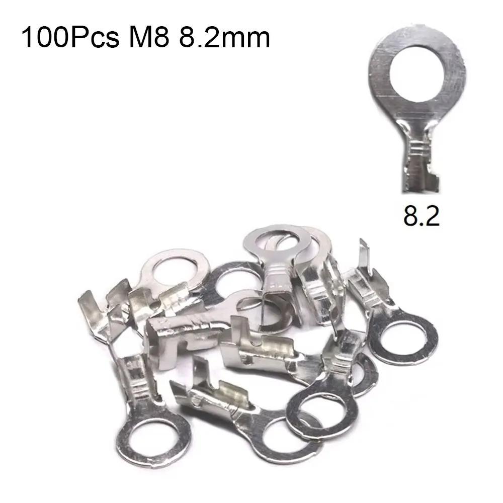 100Pcs New M3/M4/M5/M6/M8 DJ431 Terminal Block Brass Ring Eyes Ring Lugs Tinning Wire Connector