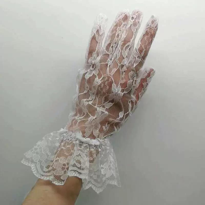 Свадебные перчатки короткие кружевные летние велосипедные солнцезащитные перчатки короткие тонкие сетчатые кружевные свадебные перчатки one size fits all белый