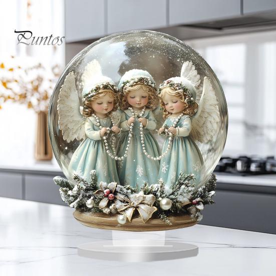 Winter Snow House Acrylic Decoration 2D Flat Nativity Scene Table Sign Christmas Home Office Living Room Bedroom Bookshelf Desktop Ornament