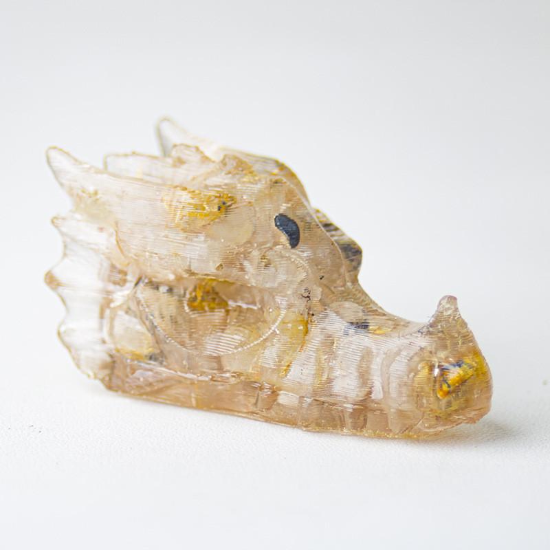 Resin Crystal Dragon Head Figurine With Natural Waterstone For Home Office Decor