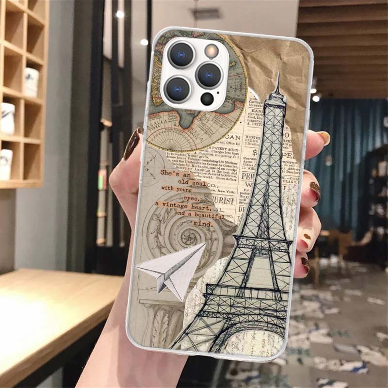 World Map Travel Plans Soft Phone Case For iPhone 14 13 12 Mini 11 Pro Max X XR XS 7 Plus 8 6 6S 5 5S SE 2020 14 7G Pattern Cove