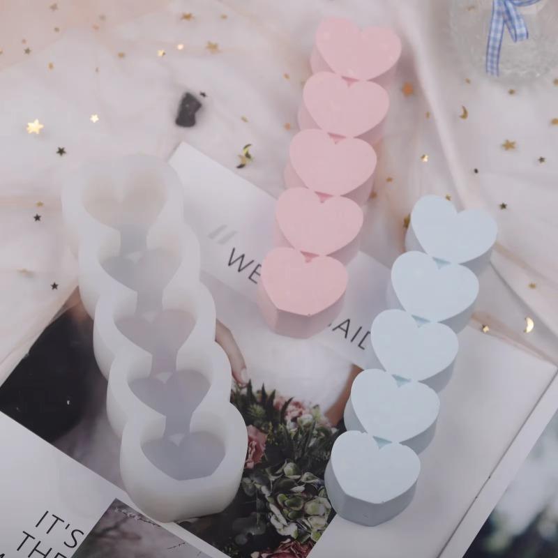 5 Löcher Kreative Liebesform Kerzenform Kreatives Backen Schokolade Koreanische Aromatherapie Mousse Kuchen Silikonformen Zubehör