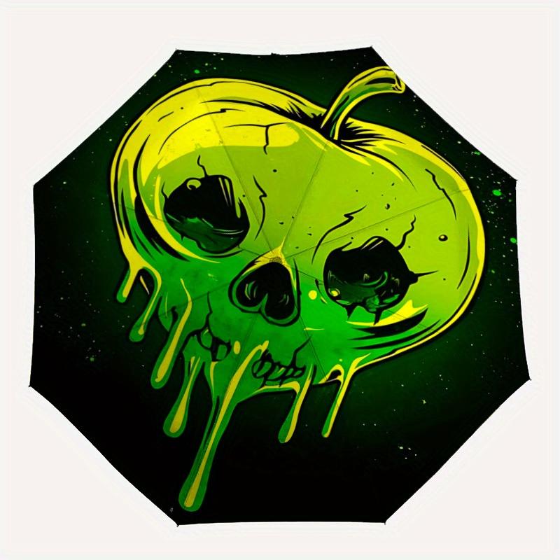 

1pc Apple Skull Automatic Open/Close Umbrella with Windproof, Functional Design, 8-Rib Sturdy Canopy